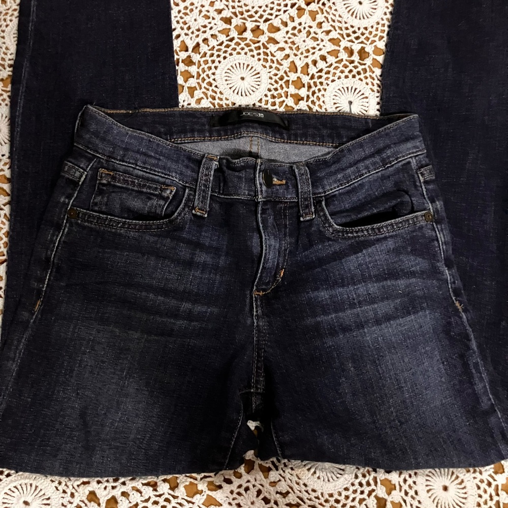 Joe's Jeans Dark Blue Denim with Brown Leather Tab